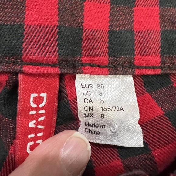 Divided H&M Red Black Buffalo Check Skinny Stretch Pants H&M 8 - Picture 3 of 9